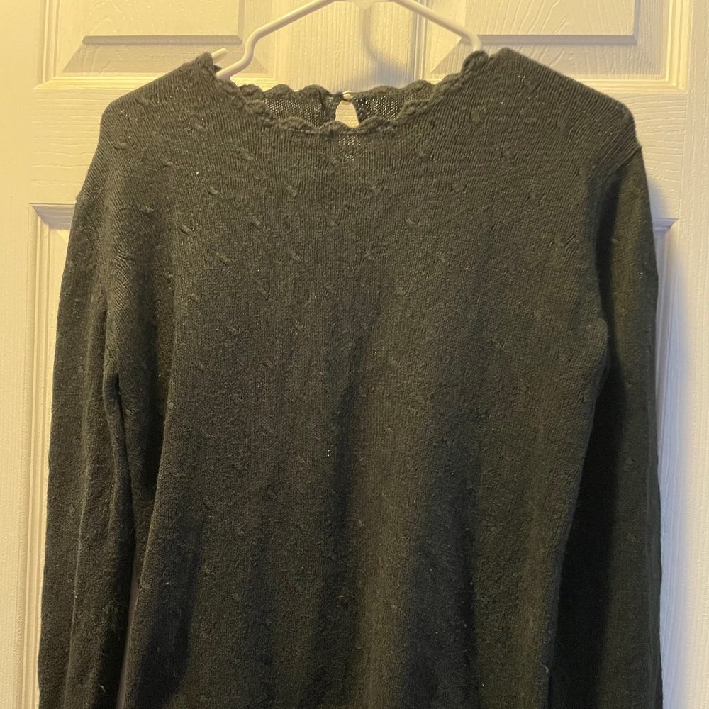 black scallop neck sweater